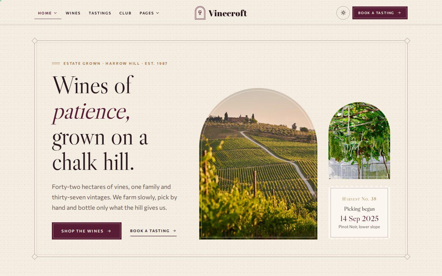 Vinecroft home page preview